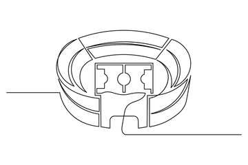 Aerial view of a football stadium arena with field in continuous line drawing style © aftabul2001