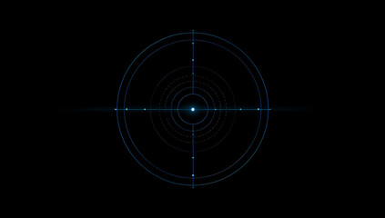 Holographic Target with Blue Lines on Dark Background