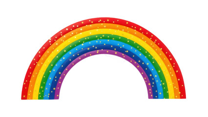 Fototapeta premium Colorful rainbow with stars isolated PNG on transparent background, vibrant arch for kids design and magical themes