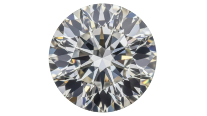 Round brilliant cut diamond PNG isolated on transparent background, sparkling gemstone for jewelry design and luxury concepts