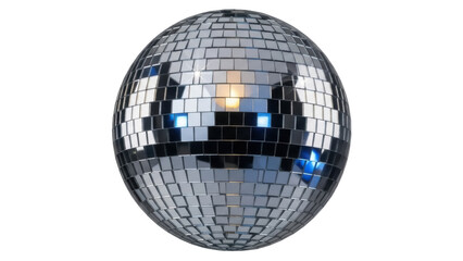 Fototapeta premium Shiny disco ball PNG isolated on transparent background, mirror ball for party, dance, celebration, and entertainment events