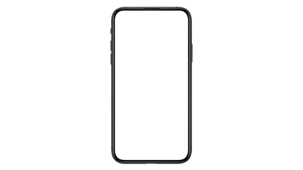 Modern smartphone mockup PNG isolated on transparent background, mobile phone device with blank screen for app design and product presentation