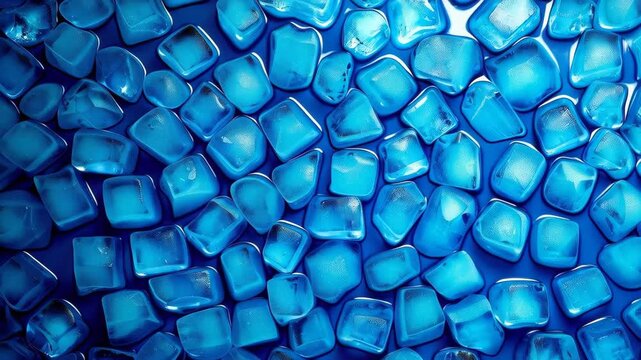 Crystals of Coolness: A collection of shimmering ice cubes, displaying a multitude of frosty textures, create a captivating display of refreshing coldness. 