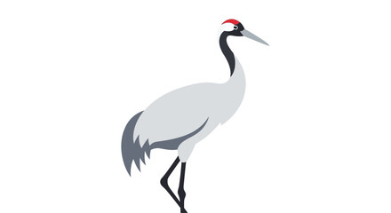 Obraz premium Illustrative representation of a red crowned crane with a white background