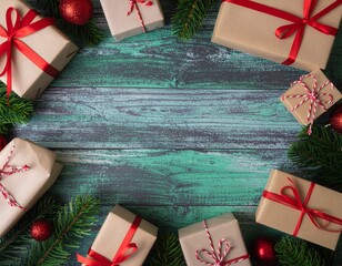 Christmas Themed Decorations and Gifts Background