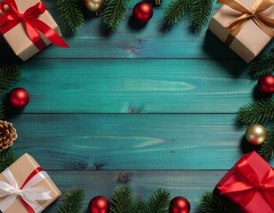 Christmas Themed Decorations and Gifts Background
