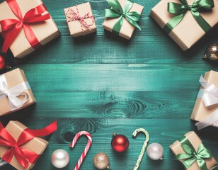 Christmas Themed Decorations and Gifts Background