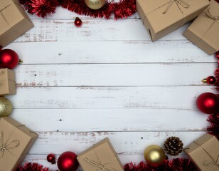 Christmas Themed Decorations and Gifts Background