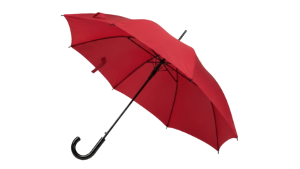 Elegant red umbrella isolated PNG, rain protection parasol for weather forecast and outdoor activities on transparent background