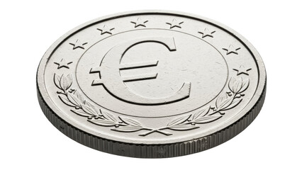 One Euro coin isolated PNG on transparent background, European currency with Euro symbol and stars, money and finance concept