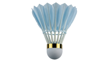 Light blue badminton shuttlecock isolated PNG on transparent background, sport equipment for recreational games and competitive play
