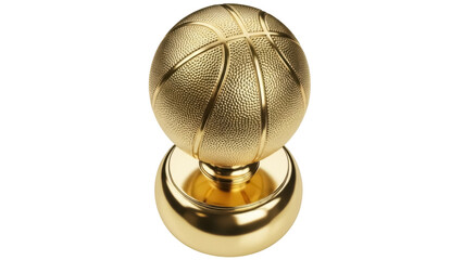 Golden basketball trophy isolated PNG, shiny sport award for winning team and championship...