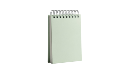 Mint green notepad with metal spiral isolated PNG, blank paper for notes and reminders on transparent background