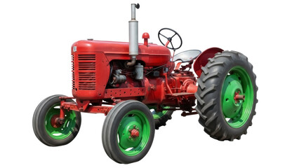 Vintage red tractor PNG isolated on transparent background, antique farm vehicle for agriculture and farming themes © Roxana
