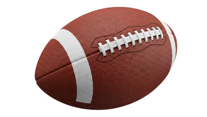 American football PNG isolated on transparent background, brown leather ball with white stripes for sports equipment and game day designs © Roxana