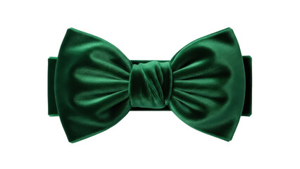 Elegant emerald green velvet bow tie isolated PNG, formal wear accessory for special occasions and...