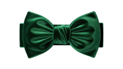 Elegant emerald green velvet bow tie isolated PNG, formal wear accessory for special occasions and festive events on transparent background