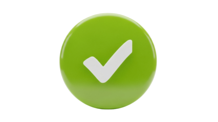 Green check mark PNG isolated on transparent background, symbol of approval and confirmation for web design and user interface