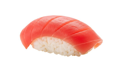 Delicious tuna nigiri sushi isolated PNG on transparent background, traditional Japanese cuisine with fresh fish and rice