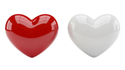 Red and white heart shapes isolated PNG, love and romance concept for Valentine s Day greeting cards and graphic design projects © PROSTOCK