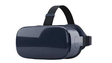 Dark blue VR headset PNG isolated on transparent background, virtual reality glasses for gaming and immersive experiences