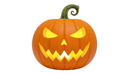 Spooky jack-o -lantern PNG isolated on transparent background, glowing Halloween pumpkin with carved face for holiday decoration