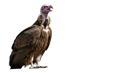Hooded vulture PNG isolated on transparent background, brown scavenger bird with pink head and neck, wildlife animal for design and educational use