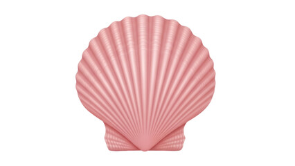 Fototapeta premium Pink scallop seashell isolated PNG, realistic sea shell clam for summer beach vacation and nautical decor on transparent background