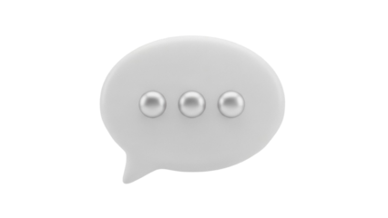 Gray speech bubble with dots PNG isolated on transparent background, thinking cloud graphic for communication and social media