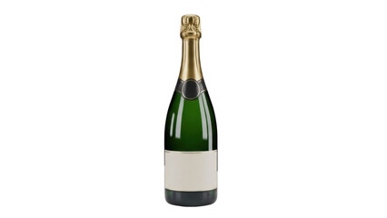 Green champagne bottle PNG isolated on transparent background, sparkling wine for celebrations and special occasions