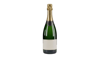 Green champagne bottle PNG isolated on transparent background, sparkling wine for celebrations and special occasions