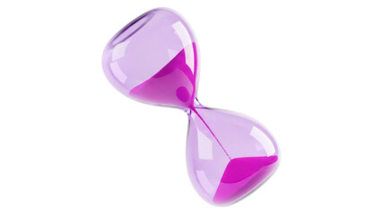 Elegant purple hourglass isolated PNG on transparent background, time management concept for deadlines and productivity