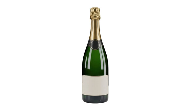 Green champagne bottle PNG isolated on transparent background, sparkling wine for celebrations and special occasions
