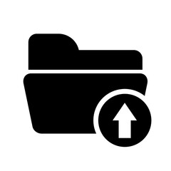 Upload folder icon silhouette isolated on transparent background 