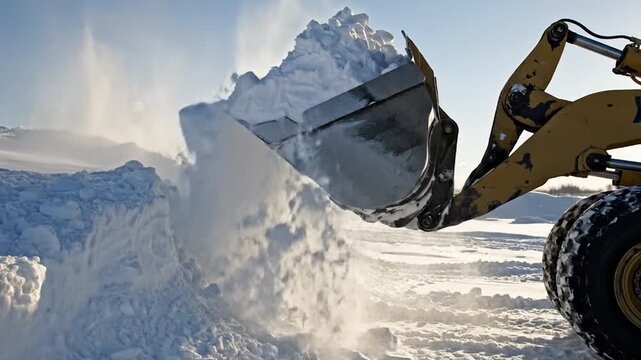 Snow removal heavy machinery winter day