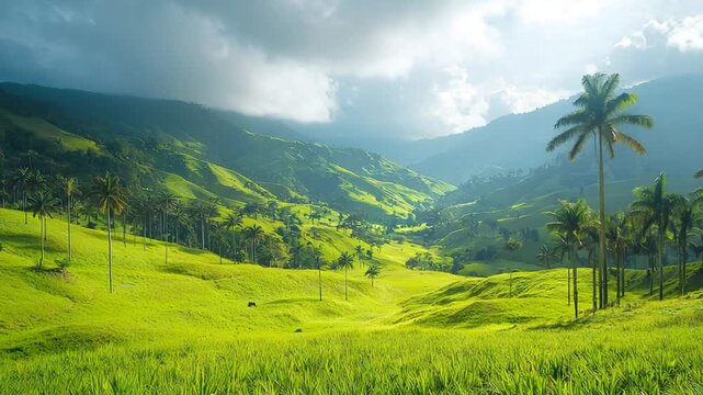 salento valle de cocora vibrant green hills colombia landscape video