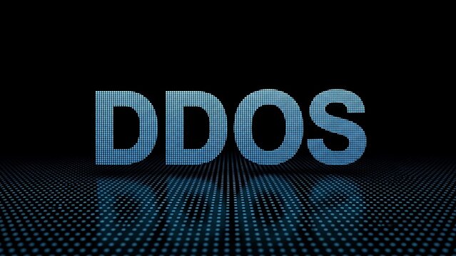 Blue D O S text on black background with grid pattern DDOS blue text 1 digital - Powered by Adobe