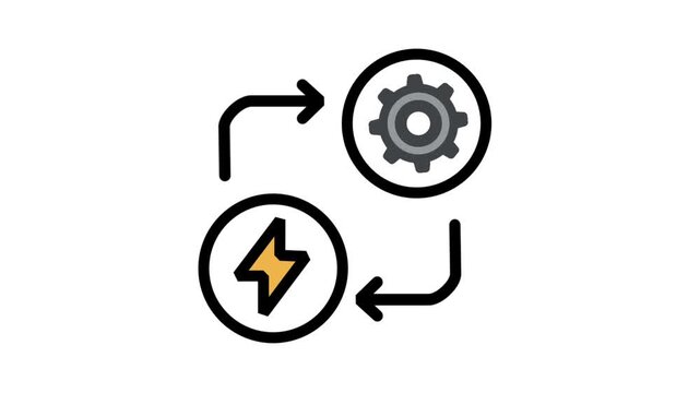 Energy Efficiency Cycle, Electricity Settings, and Workflow Gear motion Icon. Icon animation suitable for business, web, industry and entertainment.