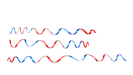 Patriotic red white blue ribbon set isolated on transparent background