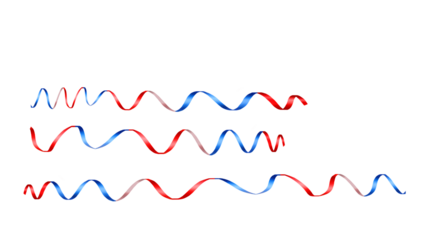 Patriotic red white blue ribbon set isolated on transparent background