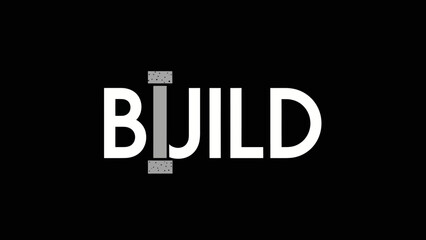 Creative wordmark typography for 'build' with a unique design element representing construction