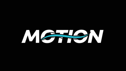 Fototapeta premium Dynamic Motion graphic text with a stylized wave design on a dark background