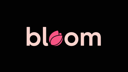 Obraz premium Elegant Bloom Logo Design With Floral Element On Black Background