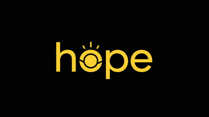 Hope illuminated in yellow on a stark black background a symbol of optimism and light