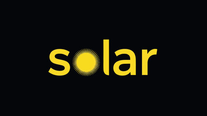 Minimalist yellow solar text logo design on black background