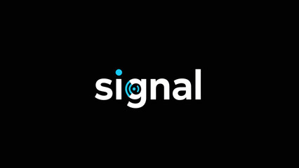 Obraz premium Modern abstract signal logo featuring a blue dot and concentric circles integrated into the letter g