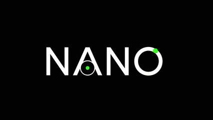 Modern minimalist white nano text logo with green accents on black background