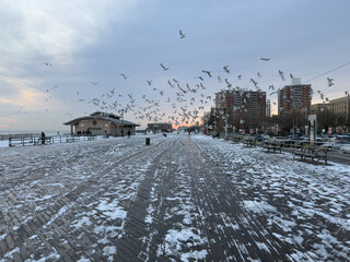 Coney Island Boardwalk, Brooklyn, New York in winter