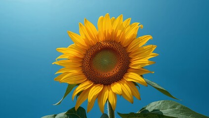 Golden Radiance, Azure Sky. A Floral Study in Contrasting Colors and Textures.