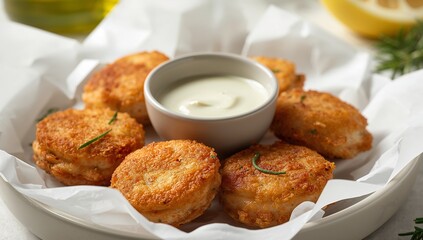 Golden Rounds and Creamy Center. A Study in Texture and Form, Culinary Still Life.